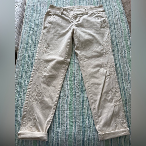 LOFT Cream Textured Trousers - Picture 1 of 4